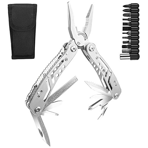 Gvolatee Multitool Werkzeug 11 in 1, Faltbares Edelstahl Multifunktionale Zange mit Schraubendreher...