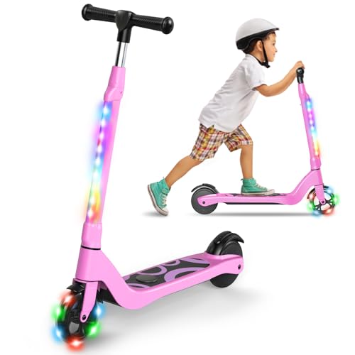 SISIGAD E Scooter Kinder für 6-12 Jahre, E Roller Kinder 5.3 Zoll Kinderroller mit Blinkende...