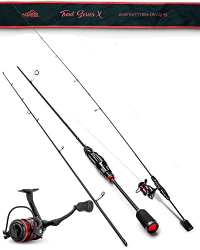 Paradox Fishing Ul-Ruten Set I Trout Series X I 1,85m Wg. 1,2g-4g mit 1000 Rolle I Spoon Rute...