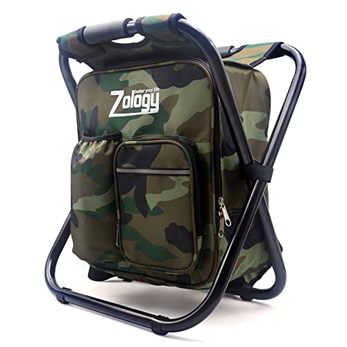 Zology Sitzrucksack Klapp Campingstuhl Hocker Rucksack mit Kühler isolierte Picknick Tasche,...