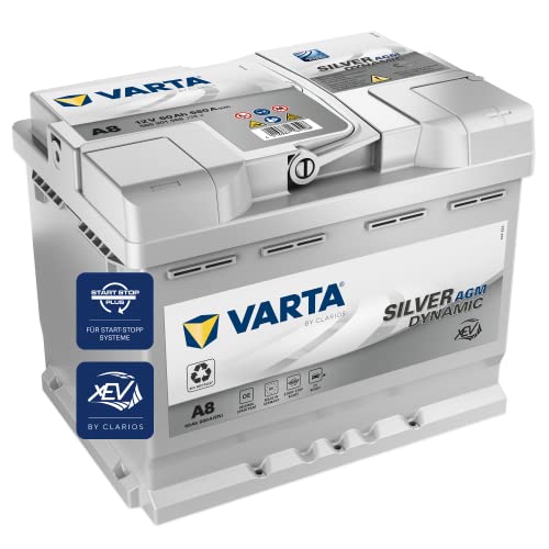 VARTA Silver Dynamic AGM Batterie A8 – Start-Stop und xEV Autobatterie 12V 60Ah 680A –...