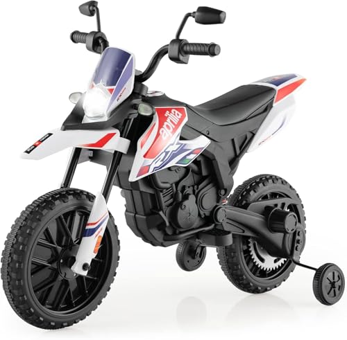 FANTASK 12V Elektromotorrad für Kinder 5,5-6 km/h, Kindermotorrad mit Stützrädern & Musik &...