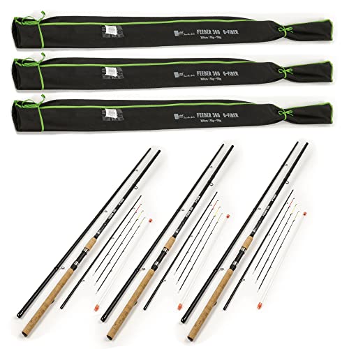 Zite Fishing Glasfaser-Angelrute 3,60m | Steckrute Feeder-Angeln 50-150g | 3 Stück Feeder-Rute |...