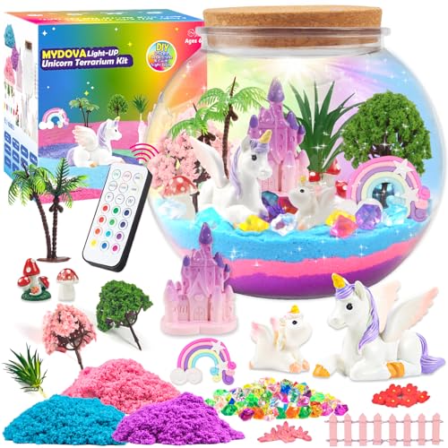 Einhorn Geschenke für Mädchen, DIY Einhorn Terrarium Bastelset mit Timing Fernbedienung und...