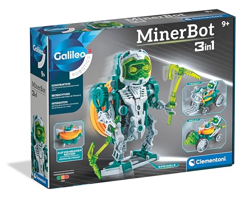 Clementoni Galileo MinerBot 3 in 1 Robotik-Set - DREI humanoide Roboter - Robotik Modellbausatz -...