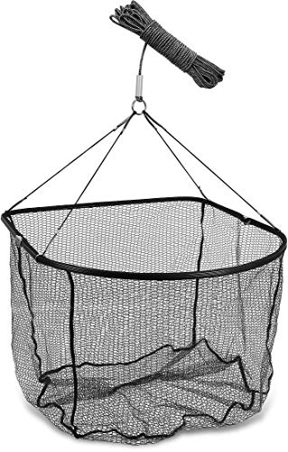 Storfisk fishing & more Spundwandkescher mit 20 m Seil, klappbar, gummiertes Netz, Aluminiumgestell